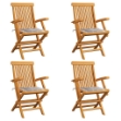 Sedie Giardino Cuscini Motivo Quadri Grigio 4pz Massello Teak