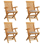 Sedie Giardino Cuscini Motivo Quadri Grigio 4pz Massello Teak