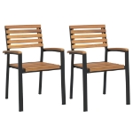 Sedie Giardino Impilabili 2 pz Legno Massello Acacia e Metallo