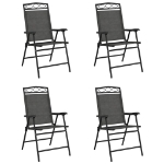 Sedie Giardino Pieghevoli 4 pz Grigio Mélange Acciaio Textilene