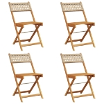 Sedie Giardino Pieghevoli 4pz Beige Polyrattan e Legno Massello