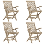 Sedie Giardino Pieghevoli 4pz Grigie 56x61x89 cm Massello Teak