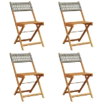Sedie Giardino Pieghevoli 4pz Grigie Polyrattan Legno Massello