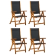 Sedie Giardino Pieghevoli 4pz Legno Massello Acacia e Textilene