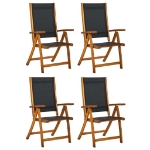 Sedie Giardino Pieghevoli 4pz Legno Massello Acacia e Textilene