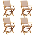 Sedie Giardino Pieghevoli 4pz Tortora Tessuto e Legno Massello