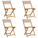 Sedie Giardino Pieghevoli 4pz Tortora Tessuto e Legno Massello