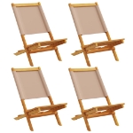Sedie Giardino Pieghevoli 4pz Tortora Tessuto e Legno Massello