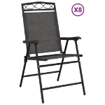 Sedie Giardino Pieghevoli 8 pz Acciaio Grigio Mélange Textilene