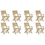 Sedie Giardino Pieghevoli 8pz 54,5x61,5x86,5 cm Massello Acacia
