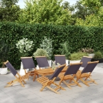 Sedie Giardino Pieghevoli 8pz Antracite Tessuto Legno Massello