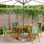 Sedie Giardino Reclinabili 4 pz Verdi Tessuto e Legno Massello
