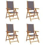 Sedie Giardino Reclinabili 4pz Antracite Tessuto Legno Massello