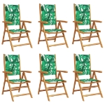 Sedie Giardino Reclinabili 6 pz Verdi Tessuto e Legno Massello