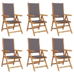 Sedie Giardino Reclinabili 6pz Antracite Tessuto Legno Massello
