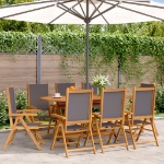 Sedie Giardino Reclinabili 8pz Antracite Tessuto Legno Massello