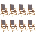 Sedie Giardino Reclinabili 8pz Antracite Tessuto Legno Massello