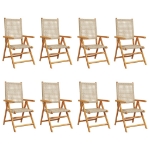Sedie Giardino Reclinabili 8pz Beige Polyrattan Legno Massello