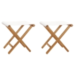 Sedie Pieghevoli 2 pz in Legno di Teak e Tessuto Bianco Crema