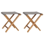 Sedie Pieghevoli 2 pz in Legno di Teak e Tessuto Grigio Scuro