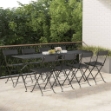 Sedie Pieghevoli da Bistrò 8 pz Nere Polyrattan e Acciaio