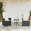 Sedie Reclinabili da Giardino 2 pz con Cuscini Nero Polyrattan