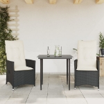 Sedie Reclinabili da Giardino 2 pz con Cuscini Nero Polyrattan
