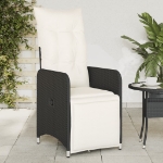 Sedie Reclinabili da Giardino 2 pz con Cuscini Nero Polyrattan