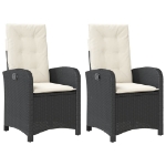 Sedie Reclinabili da Giardino 2 pz con Cuscini Nero Polyrattan