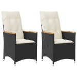 Sedie Reclinabili da Giardino 2 pz con Cuscini Nero Polyrattan