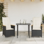 Sedie Reclinabili da Giardino 2 pz con Cuscini Nero Polyrattan
