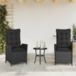 Sedie Reclinabili da Giardino 2 pz con Cuscini Nero Polyrattan