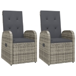 Sedie Reclinabili da Giardino con Cuscini 2pz Grigio Polyrattan