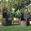 Sedie Reclinabili da Giardino con Cuscini 2pz Nero Polyrattan