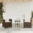 Sedie Reclinabili Giardino 2pz con Cuscini Marrone Polyrattan