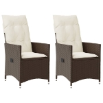 Sedie Reclinabili Giardino 2pz con Cuscini Marrone Polyrattan