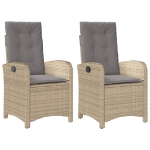 Sedie Reclinabili Giardino 2pz Cuscini Beige Misto Polyrattan