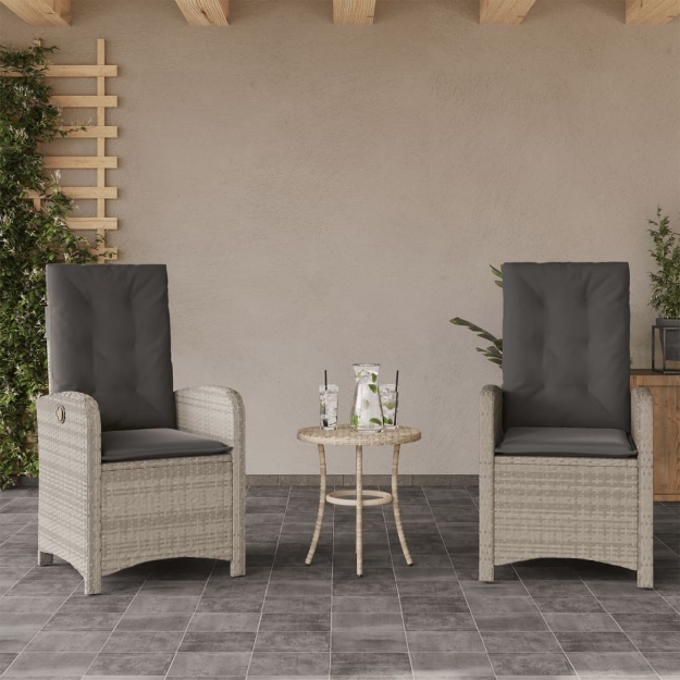 Sedie Reclinabili Giardino 2pz Cuscini Grigio Chiaro Polyrattan