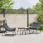 Sedie Rilassanti da Giardino 2 pz con Cuscino Nera 60x80x71 cm Acciaio