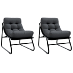 Sedie Rilassanti da Giardino 2 pz con Cuscino Nera 60x80x71 cm Acciaio