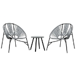 Set di Sedie da Giardino 3pz in Polyrattan Nero e Grigio Chiaro