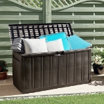 Baule Mobile Contenitore Cuscini Marrone 117x45,5x57,5 cm 270 L