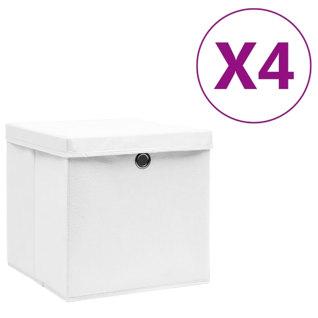 Contenitori con Coperchi 4 pz 28x28x28 cm Bianco