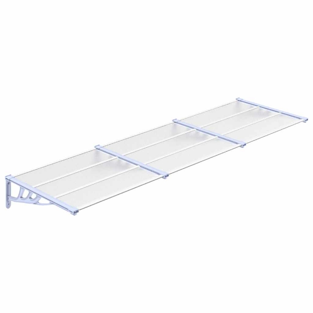 Tettoia per Porta Grigio e Trasparente 297,5x90cm Policarbonato