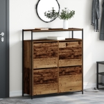 Mobile per Scarpe con 4 Cassetti Ribaltabili Legno Invecchiato 100x34x112 cm