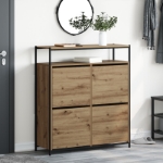 Mobile per scarpe con 4 cassetti a ribalta in rovere artigianale 100x34x112 cm