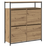 Mobile per scarpe con 4 cassetti a ribalta in rovere artigianale 100x34x112 cm