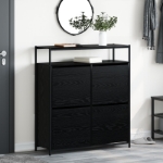 Mobile per scarpe con 4 cassetti a ribalta Rovere nero 100x34x112 cm