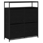 Mobile per scarpe con 4 cassetti a ribalta Rovere nero 100x34x112 cm
