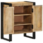 Armadio per scarpe Nero 30x30x40 cm Legno massello di mango e acciaio